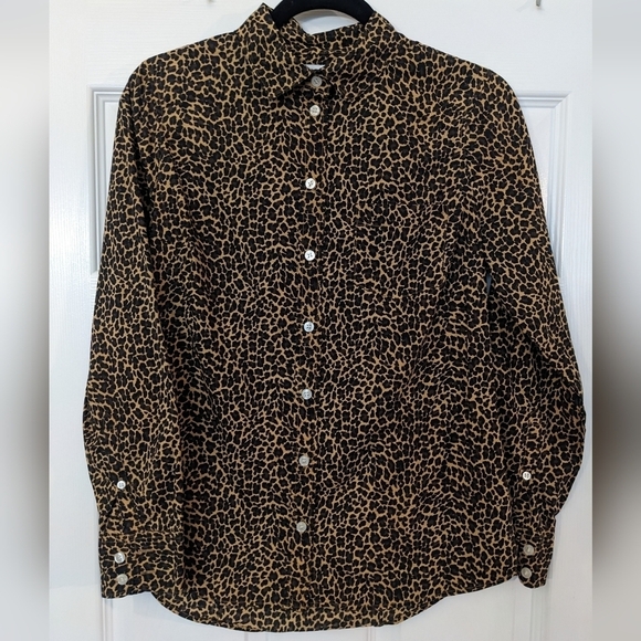J. Crew Factory Tops - J.CREW FACTORY Leopard Animal Print Long Sleeve Button Down Shirt